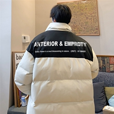 港风宽松加厚撞色简约字母北面棉衣棉服外套MY6256特价P85控138，男装棉衣，电商A268A