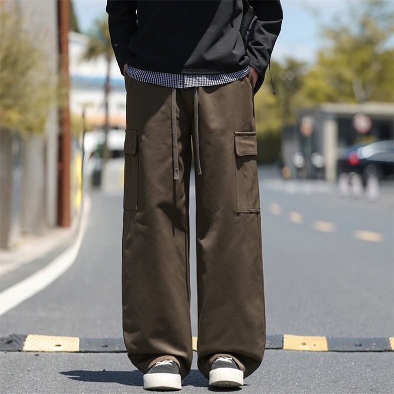 2025秋冬新款休闲男裤厚款直筒宽松松紧腰橡筋工装裤子潮3361-P42,男装工装外套,星座1006