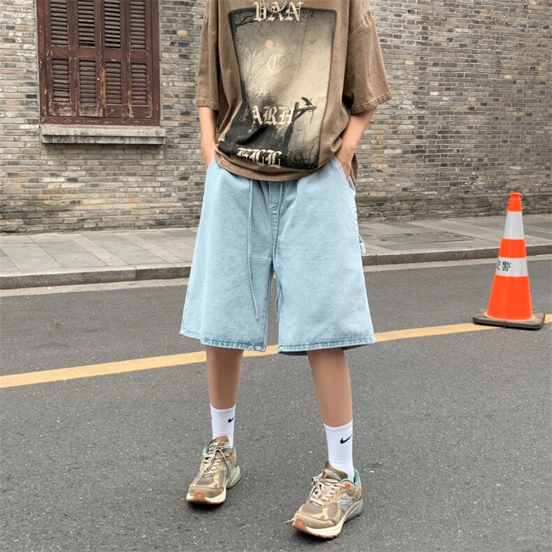 牛仔短裤男夏季薄款潮牌码休闲中裤男美式五分裤子男款N0761-P38,男装牛仔裤,星座308B-1