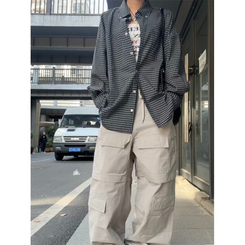 TC605-P45复古格子衬衫女小众宽松2025设计感男友风休闲长袖上衣,女装衬衫,星座617A-2