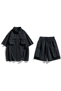 夏季套装男高品潮牌五分袖衬衫大码短裤两件套DSA157-1-C72-P88图片