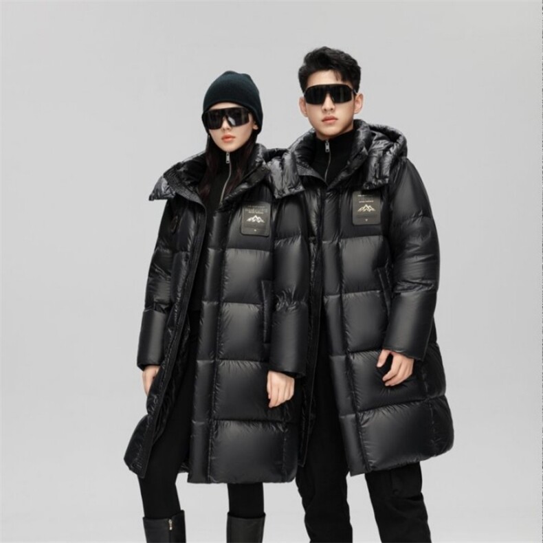 标85%鸭绒羽绒服男女情侣亮面新款面包服中长款连帽外套潮P320,男装羽绒服,星座1210A