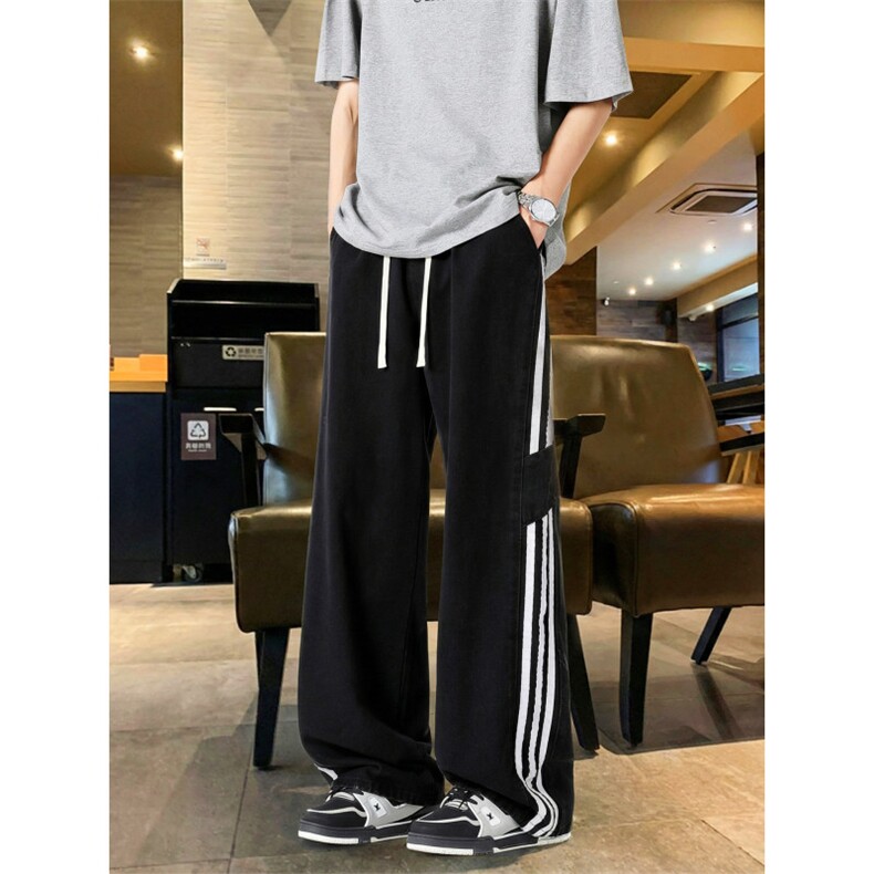 美式条纹潮流高街2026新款秋冬装宽松直筒牛仔裤男款休闲长裤子，男装牛仔裤，星座302A-2