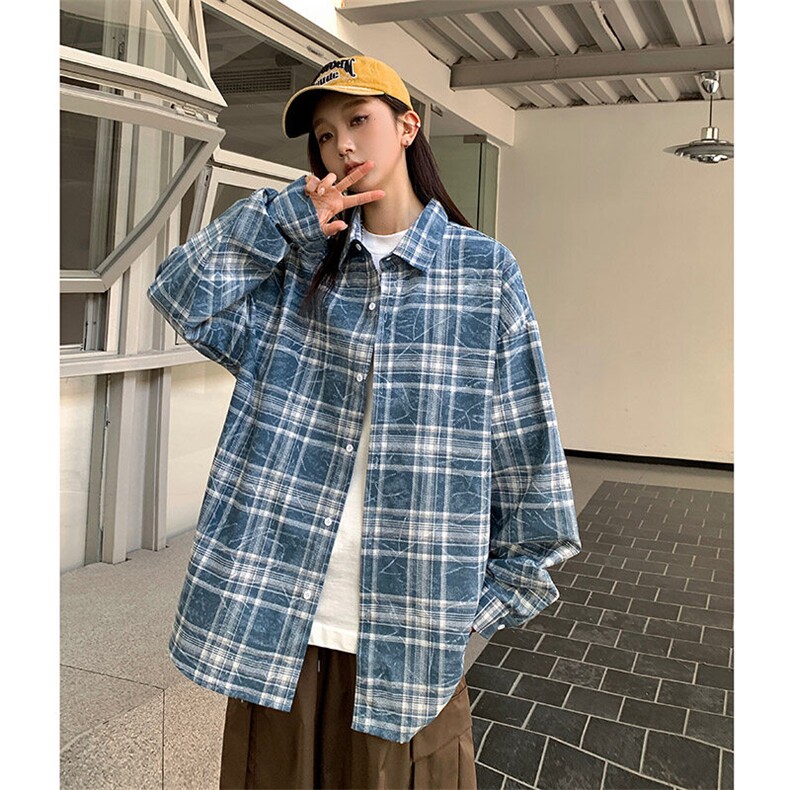 港风衬衫设计感耐磨格子衬衫休闲百搭MD-H507-特批45控79,男装衬衫,星座717