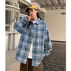 港风衬衫设计感耐磨格子衬衫休闲百搭MD-H507-特批45控79，男装衬衫，星座717