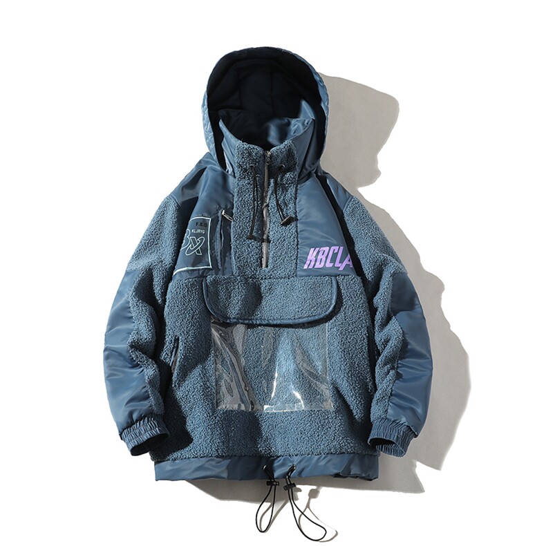 709-MY15-P11520冬款白底加厚潮牌羊羔皮毛一体套头夹克棉服,男装棉衣,星座709