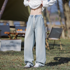 M-8XL春季美式复古牛仔裤特大码宽松直筒裤子阔腿长裤NZ9009/P58图片