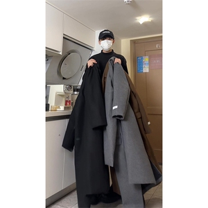 （有货 加棉）ins原版加长毛呢大衣冬季加厚袖标款风衣NZ665批135图片
