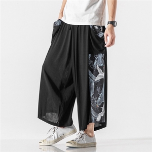 夏季 大码风棉麻宽松休闲盘扣汉服直筒阔腿裤潮情侣 K111/P70图片