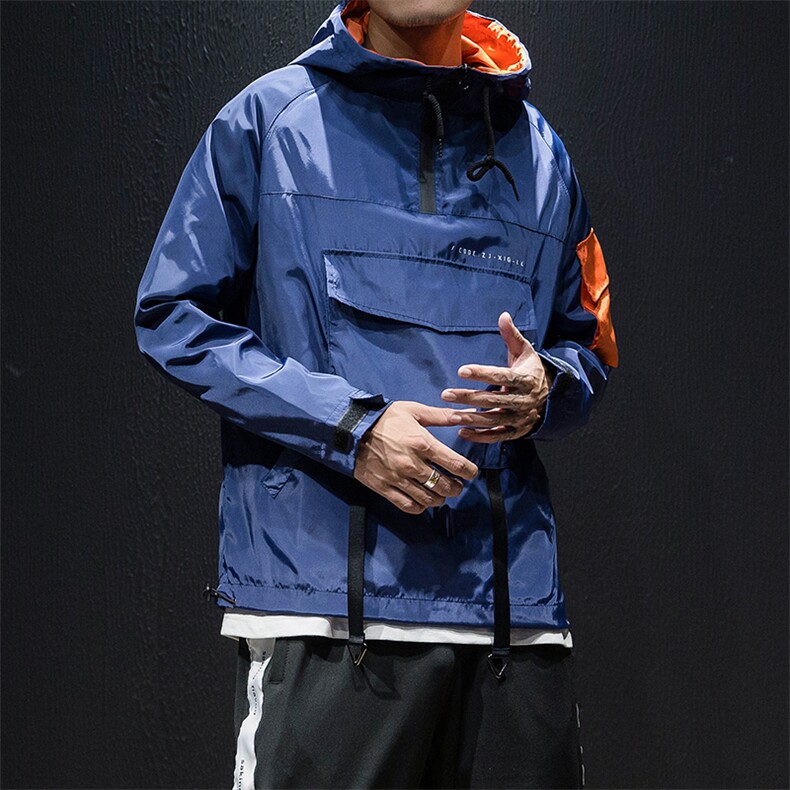 2020马切达秋季大码新日系男连帽运动套头宽松夹克外套J938-P65图片