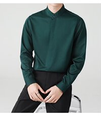 男士立领修身衬衣抗皱高级感商务正装上班白色长袖衬衫男女C0033，男装衬衫，星座601-2