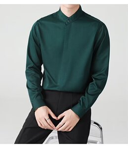 男士立领修身衬衣抗皱高级感商务正装上班白色长袖衬衫男女C0033图片