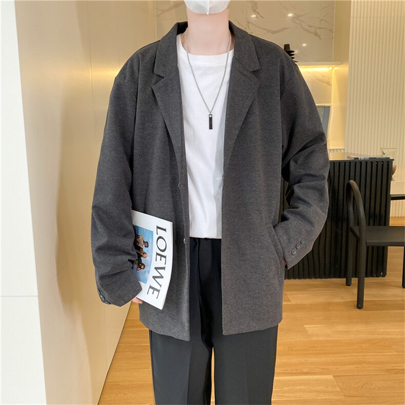 2023秋冬新款男士轻熟风休闲西服男单西潮牌港风韩版潮流毛呢外套,男装西服,星座505-2（原电商A260-1)