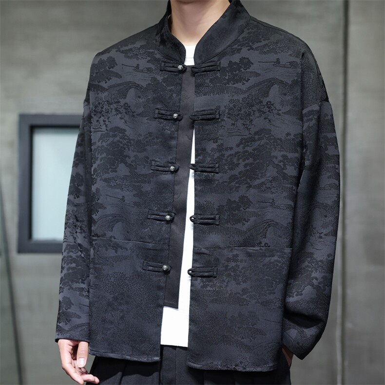 2026春季新款男装经典新中式衬衣汉服风唐装亮扣衬衫C169-P65,男装衬衫,电商B277(原6028)