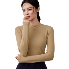 半高领打底衫女长袖t恤新款秋冬内搭洋气外穿紧身上衣服潮，女装羊毛衫，硕诚羊绒