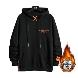 8XL-M 2023冬季新款连帽高领加绒加厚卫衣男加肥加大码胖子控价98图片