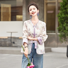 新中式外套女春夏小个子宽松薄款减龄漂亮洋气刺绣盘扣防晒衣，女装防晒衣，难舍钰依