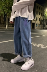 NK44242-P38直筒牛仔裤男士大码宽松九分裤男休闲长裤子男，男装休闲裤，电商A040