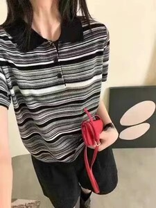 夏季简约百搭纯色时尚翻领显瘦女士短袖