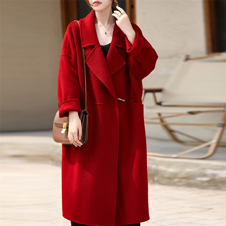羊毛大衣女新款冬季韩版时尚流行羊毛呢子外套，女装双面呢大衣，召鑫羊绒双面呢
