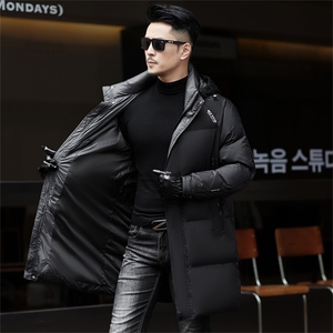 ZMS-M993新款冬季男士白鸭绒羽绒服中长款可脱卸帽保暖外套大衣图片