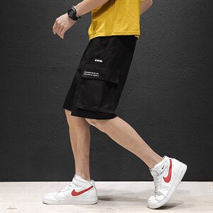 A003-HK7012-P45 夏装新款时尚口袋男士工装短裤 黑墙图片