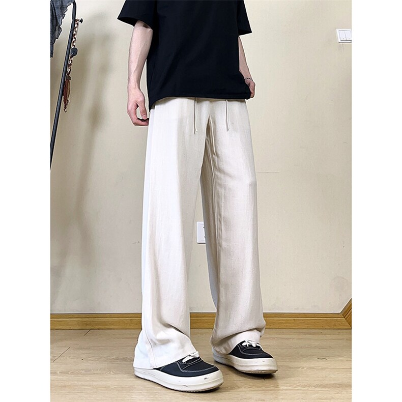 A1788059新款夏季薄款透气耐磨男直筒长裤麻休闲宽松垂感阔腿裤,男装休闲裤,电商A178