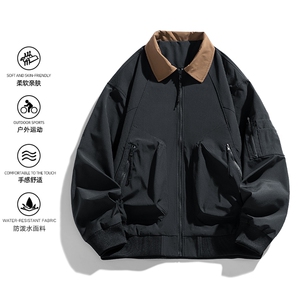 白底 夹克男款解构弯刀短款外套廓形翻领棒球服JK02557-P70图片