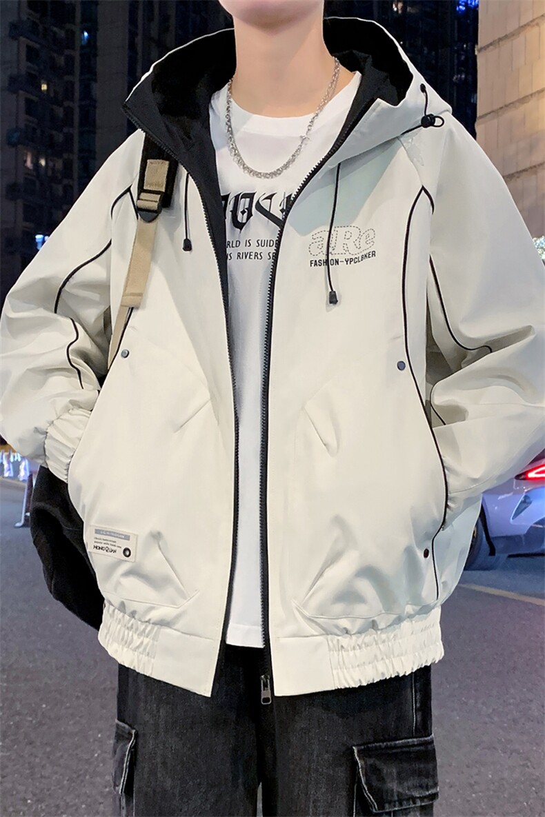 外套男学生潮流撞色连帽夹克春秋青少年帅气冲锋A436-JK2589-P75,男装夹克,电商A436