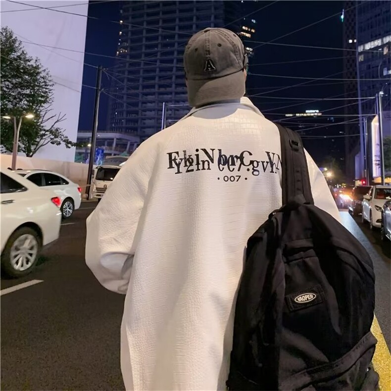 翻领皮衣外套男款秋冬美式皮夹克男潮牌字母宽松上衣JK08512-P63,男装夹克,星座308B-1
