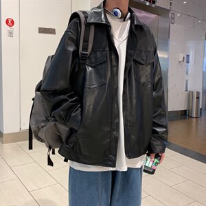 新款皮衣男ins潮男士皮夹克宽松pu外套春秋潮流韩版帅气PY118-P65，男装皮衣，星座1008-1