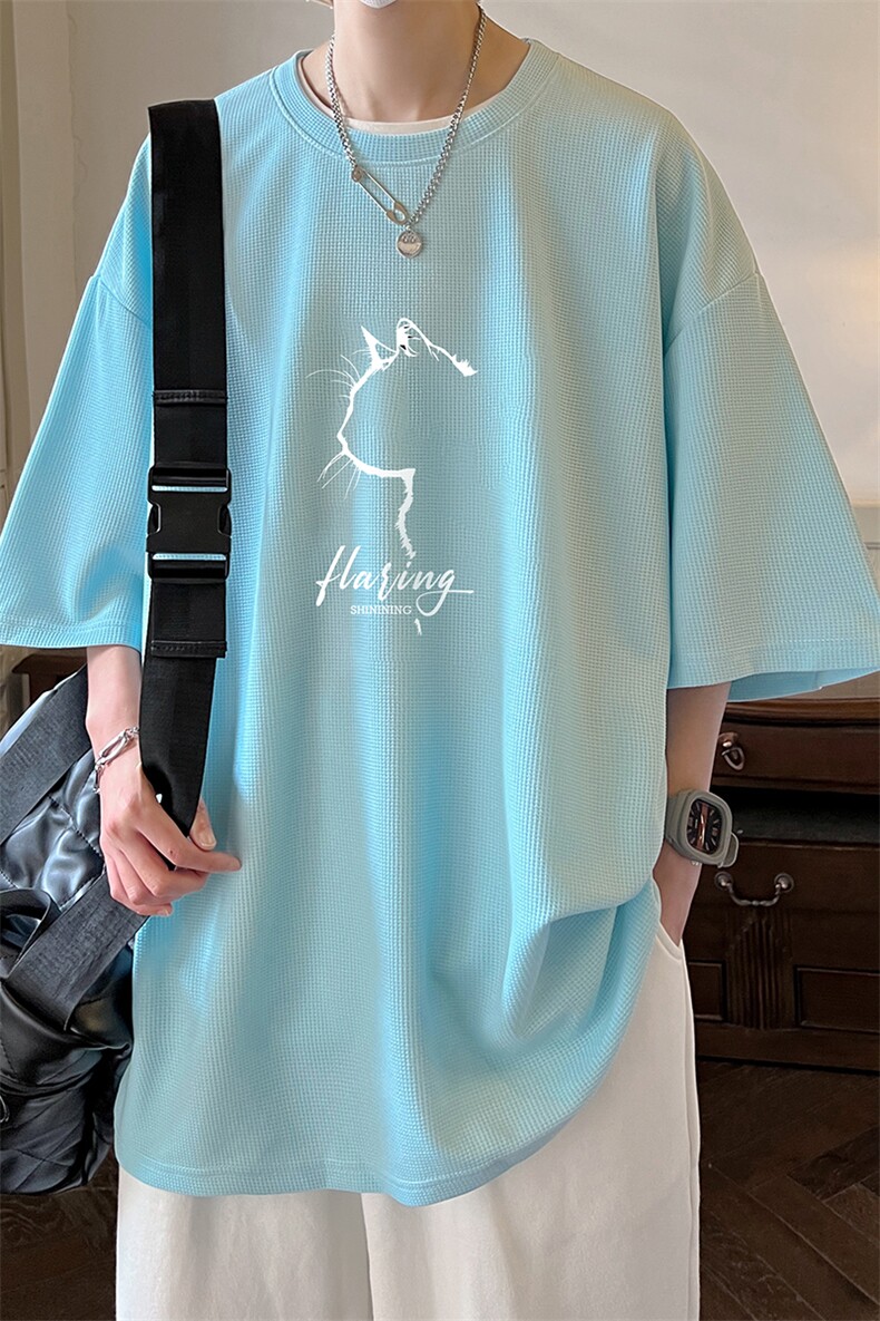 华夫格t恤男短袖男大码五分袖酒店风HT73344-P22,男装T恤,电商A040
