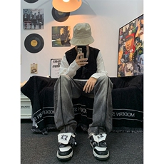 美式ins高街hiphop重工艺水洗毛边牛仔裤货号K712P65，男装牛仔裤，电商A063