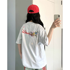 万针全刺绣工艺抖音得物高品质260克重磅纯棉双纱美式高街短袖T恤，男装T恤，电商A486-1