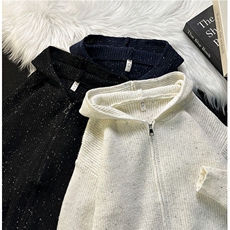 连帽拉链毛衣男女秋冬新款宽松情侣针织开衫潮3031P68，男装针织衫/毛衣，星座410-2