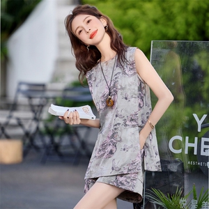 新中式国风套装女2025夏新款巨好看的独特绝美漂亮无袖短裤两件套图片