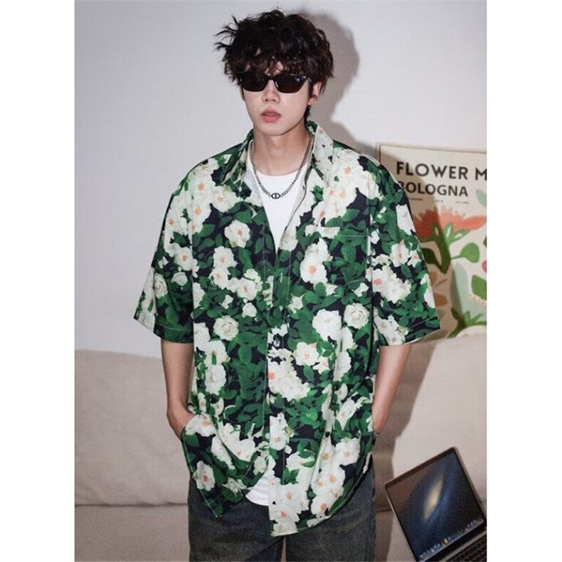 夏威夷碎花短袖衬衫男夏季衬衣港风休闲痞帅上衣男生印花C3609,男装T恤,星座1116A（原606A-3）