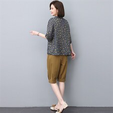 夏季纯苎麻上衣裤子两件套2022年夏季女款中年妈妈时尚套装，女装套装/套裙，忆绮罗