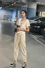大货已出！高腰V领显瘦显高工装连体裤8505A-1922，女装连体裤，依依服饰