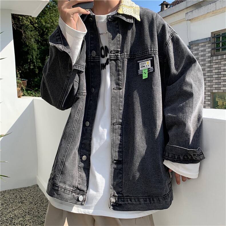 春季新款港风潮流高街牛仔夹克男士百搭假两件牛仔外套JK836-P68,男装夹克,星座1103-3