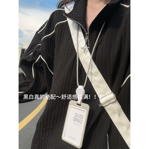 XZ809A/SYR43/特P55/控78   美式半拉链肌理感长袖T恤卫衣图片
