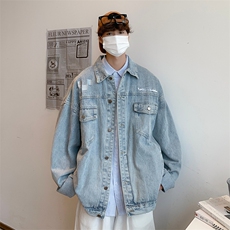 韩男生宽松浅蓝色个性牛仔外套男衬衫夹克JK0827-P68，男装夹克，星座308B-1