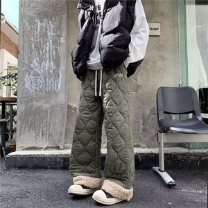 重磅冬季加棉羊羔绒棉裤男女款菱格刺绣夹棉保暖裤子K5968X-P45图片