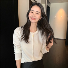 2025秋冬百搭时尚简约开衫圆领长袖针织衫，女装羊绒衫，玛卡隆羊绒