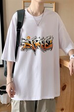 潮流嘻哈手绘涂鸦字母圆领短袖T恤宽松大码517A-1-T906-P28控38，男装T恤，星座517A-1