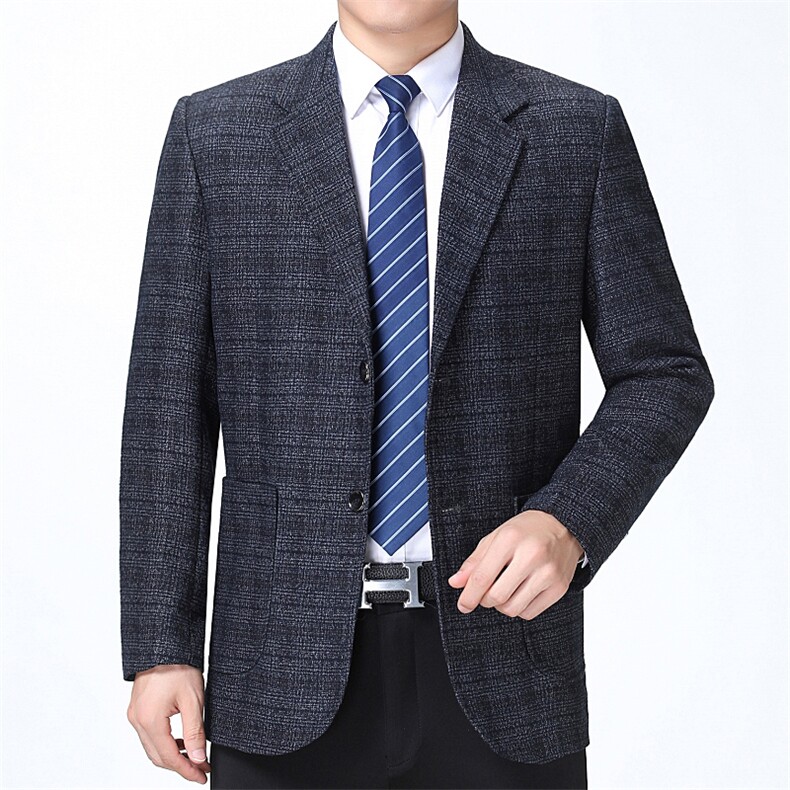 休闲西装单排扣2023春秋季新款便西男西服纯色高档中年商务男装图片
