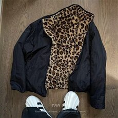 现货复古情侣装豹纹棉服双面穿外套保暖潮街头秋冬棉衣MY623-P80，男装棉衣，星座302B-3