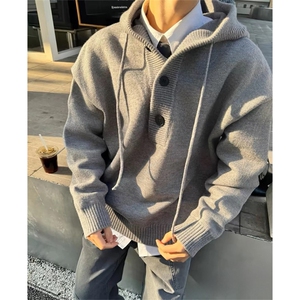 抖音得物 保暖立领拉链针织外套秋冬宽松慵懒风纯色毛衣上衣AM047图片