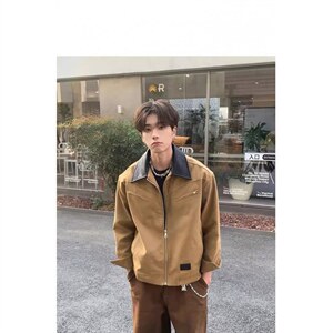 网络图现货 潮牌痞帅原版高质量纯棉登山布拼皮夹克JK982-P66图片