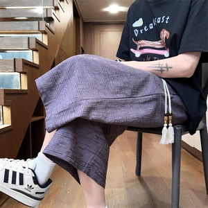 夏季纯棉超宽松七分裤男纯棉纯色男士休闲裤潮大码A266-KZ880-P56图片